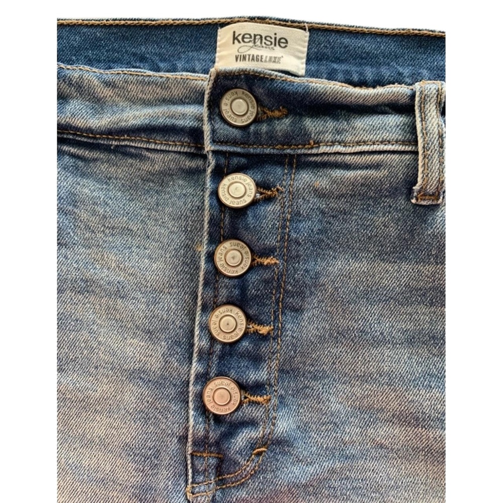 Kensie Jeans Frayed Mini Skirt Women’s Size 6/28 Light Blue Distressed Buttons - Picture 7 of 10